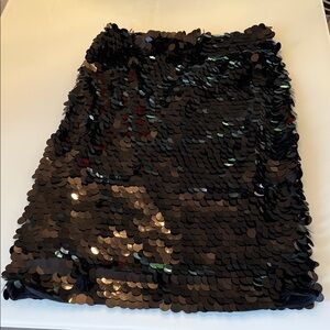 Halogen Black Sequin Midi Skirt